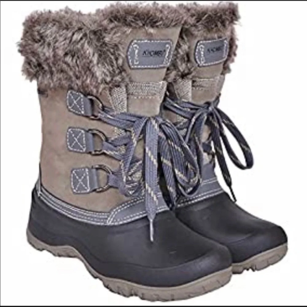 Khombu Slope Waterproof Faux Fur Winter Boots in Grey Size‎ 7
